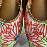 Multi Colour Hand Embroidered Pure Leather Jutti