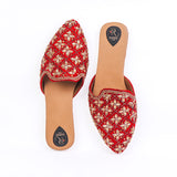 Red Embroidered Pure Leather Jutti