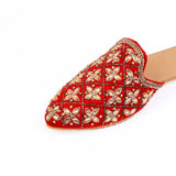 Red Embroidered Pure Leather Jutti