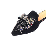 Multi beads Bow Black Heels Mule