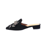 Multi beads Bow Black Heels Mule