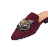 Maroon Velvet Handcrafted Mule