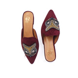 Maroon Velvet Handcrafted Mule