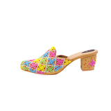 Multi Beads Handcrafted Block Heels Mule