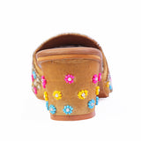 Multicolored Beads with Block Heels Mule