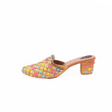 Multicolored Beads with Block Heels Mule