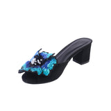 Raunak Black Flower Heels