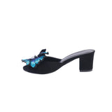 Raunak Black Flower Heels