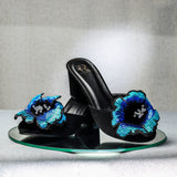 Raunak Black Flower Heels