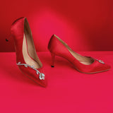 Walking With Stylish Power Red Heeled Sandales