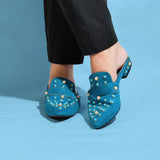 Trendy Beads Handmade Blue Mule